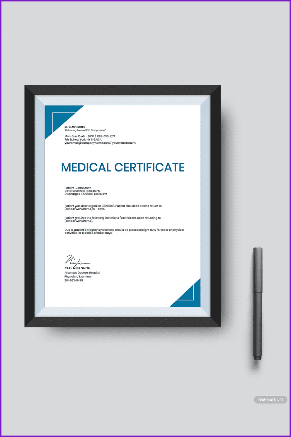 Medical Certificate Template for Pregnancy Sickness.