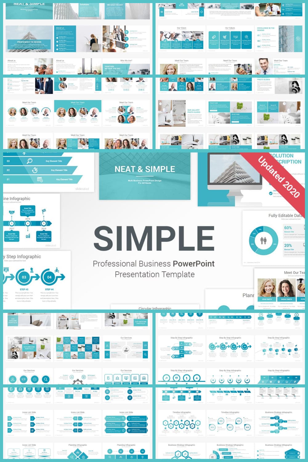 Simple & Modern PowerPoint Template Collage image.
