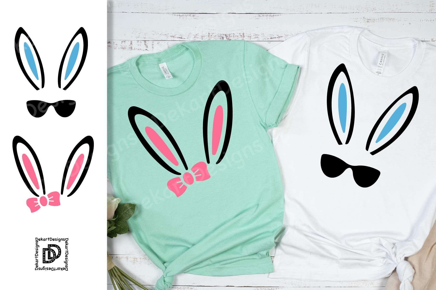Two t-shirts with the bunny ears.