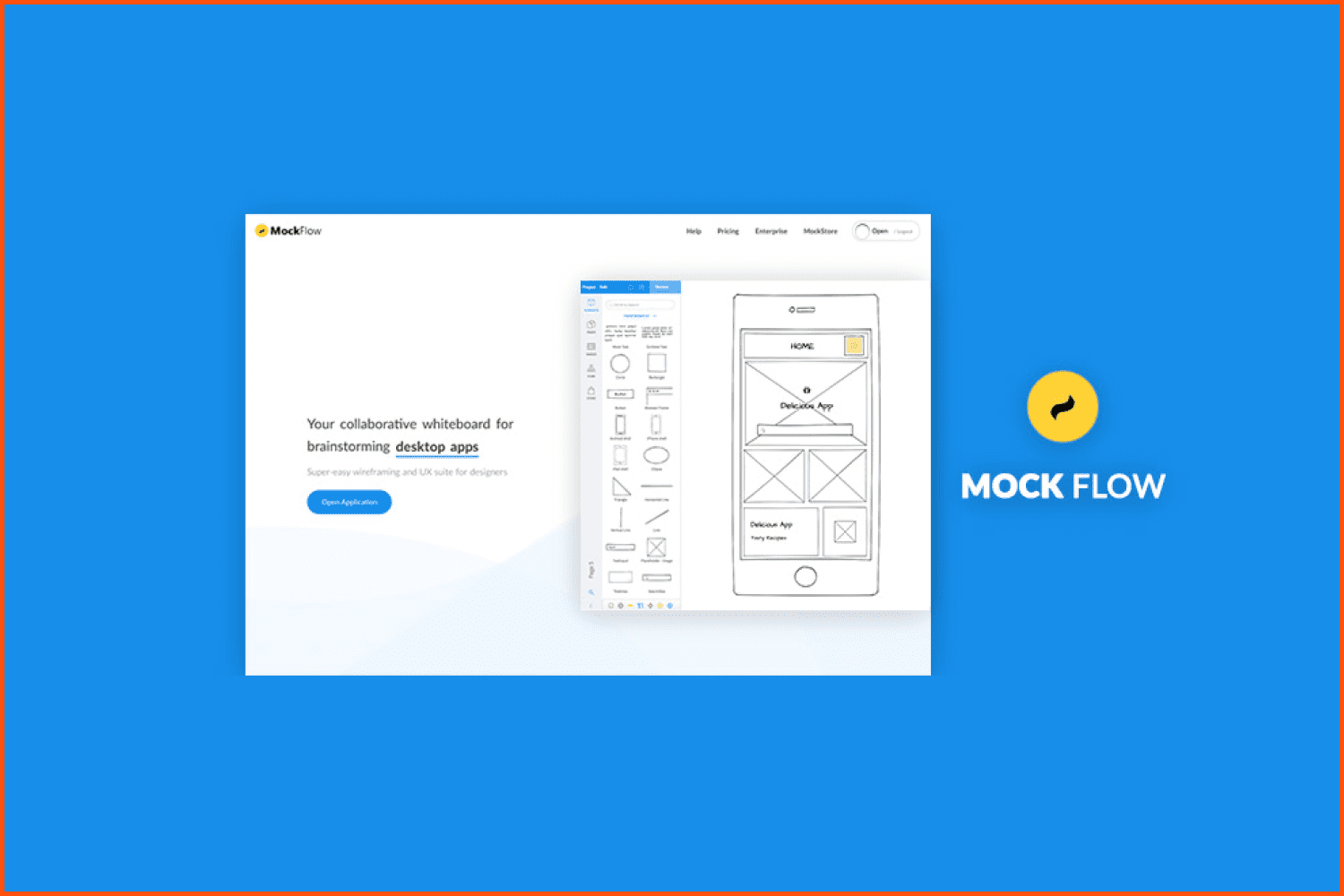 Screenshot of Mockflow home page.