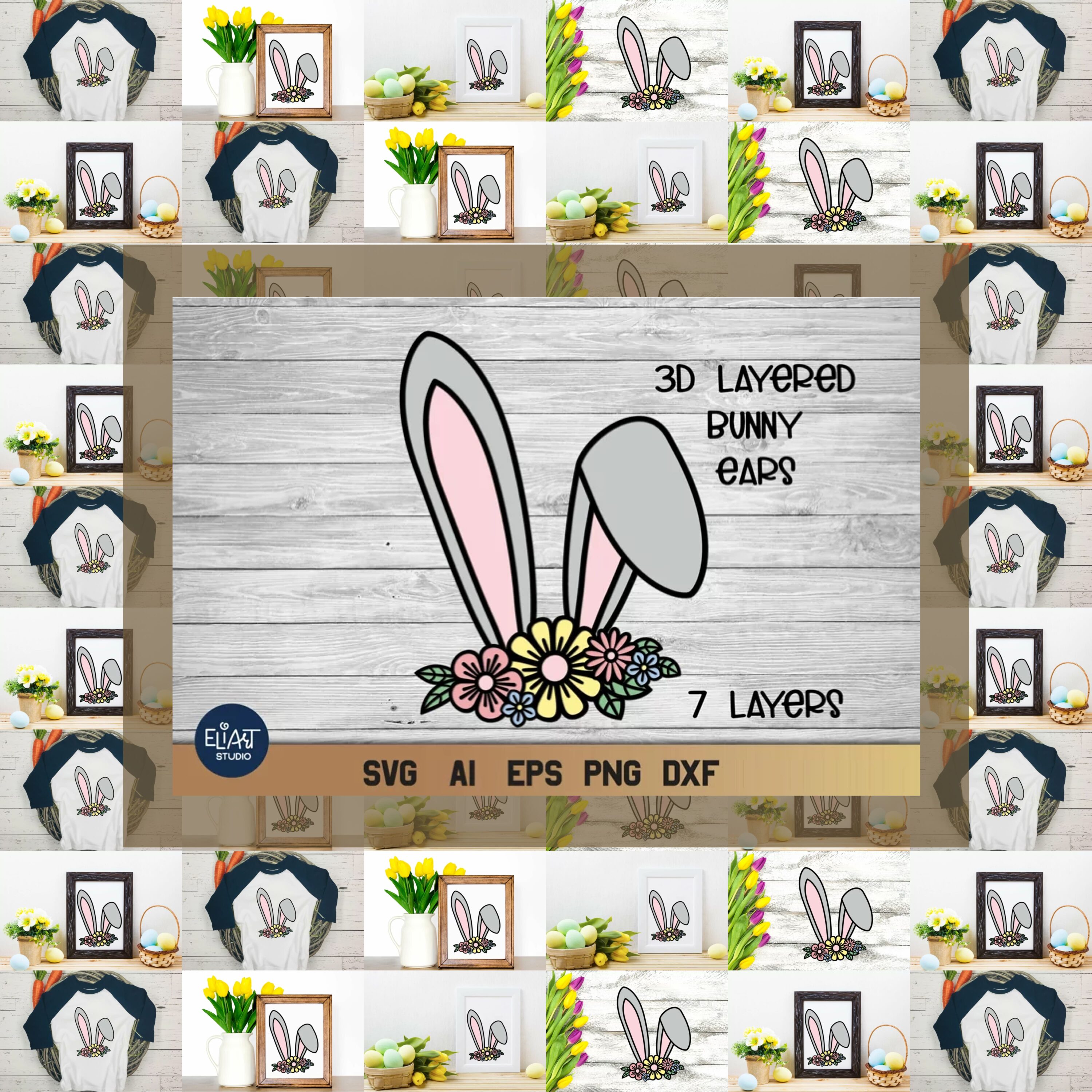 3d SVG Bunny Ears | Easter SVG | Layered SVG Ears.