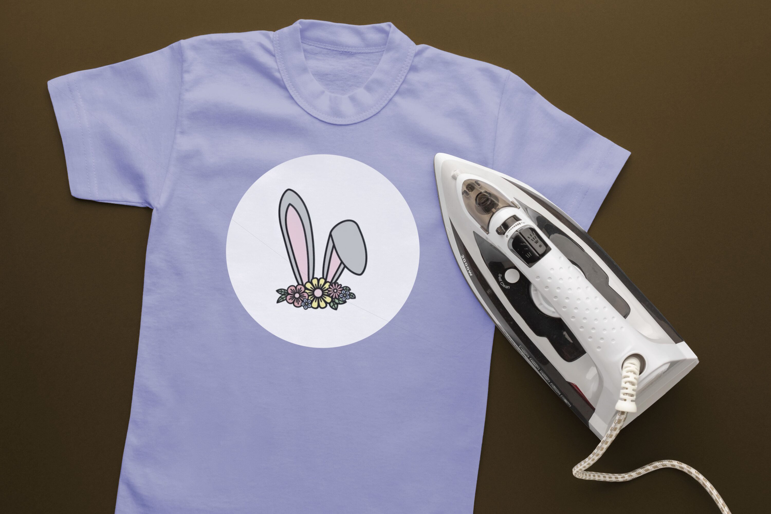 3d SVG Bunny Ears | Easter SVG | Layered SVG Ears - purple t-shirt.