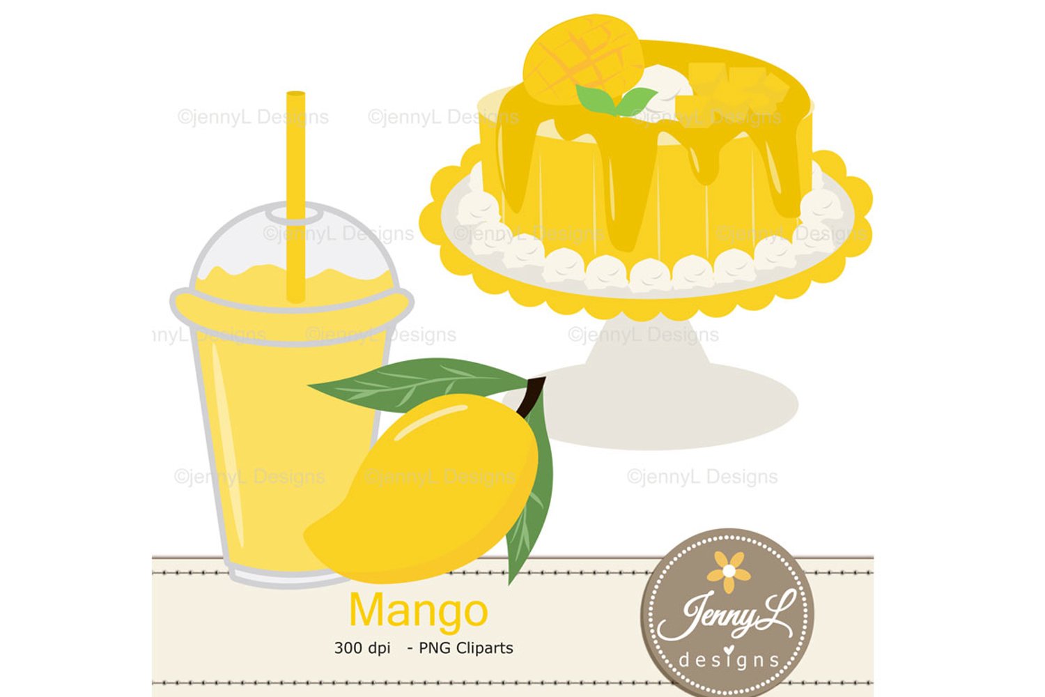 Mango cocktail and cake.