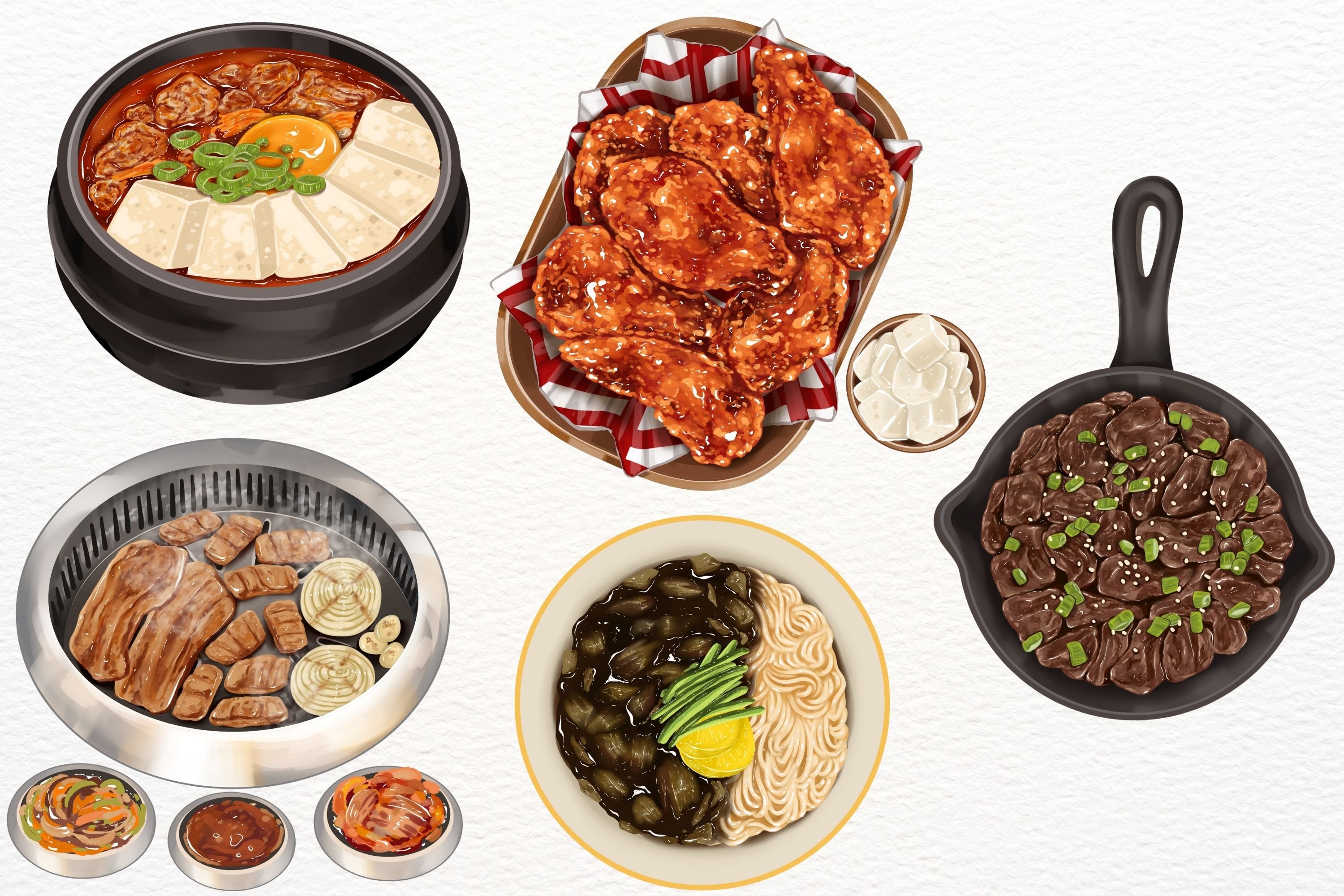 Diverse of the korean dishes.