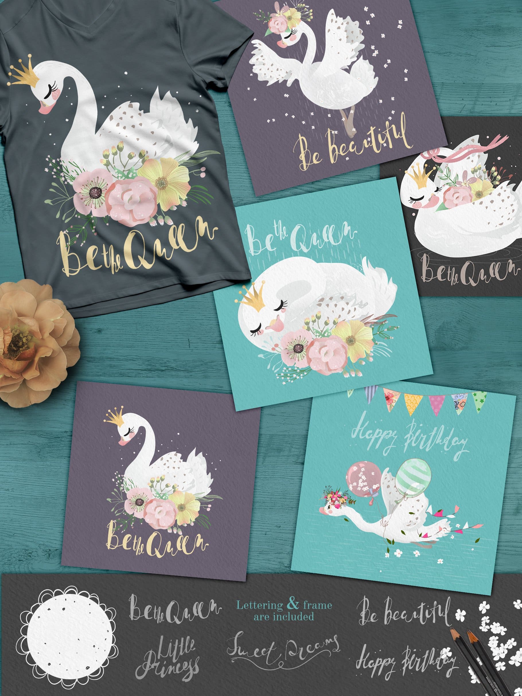 Diverse of princess swan cards.