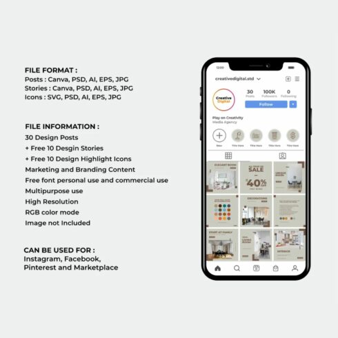 Home Decor Story And Icon Social Media Instagram Marketing Template Description.
