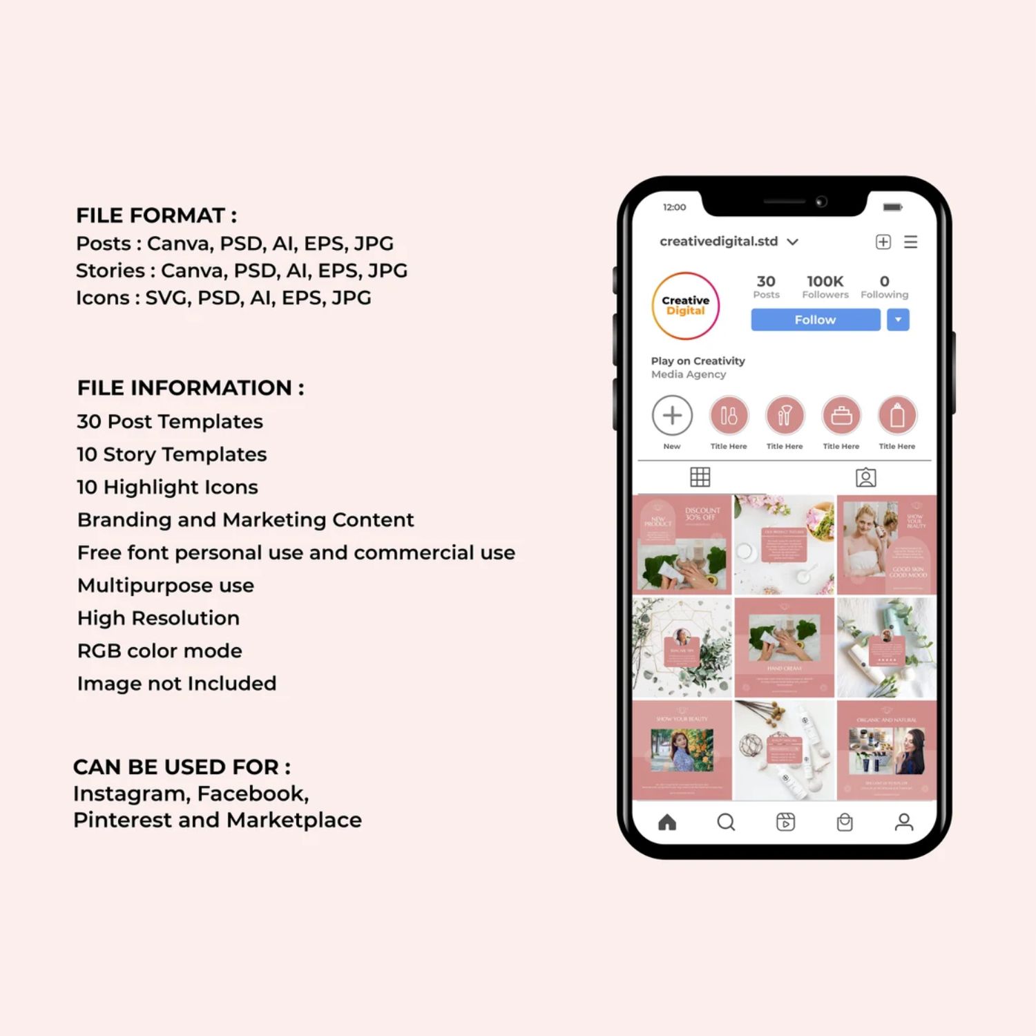 Natural Skincare Social Media Template Instagram Story And Post Template Description.