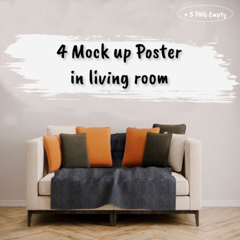 4 Mock up Poster in living room.