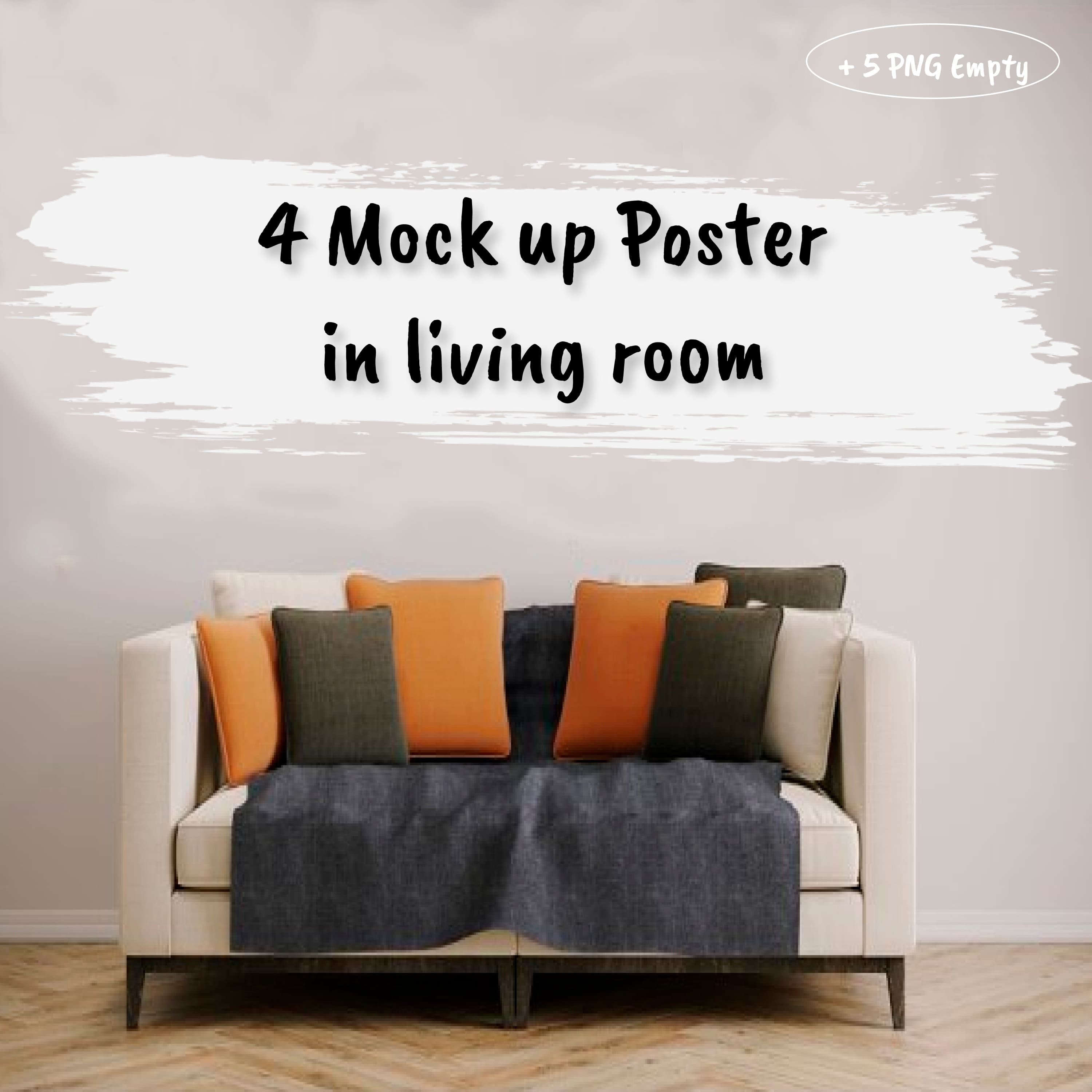 4 Mock up Poster in living room.
