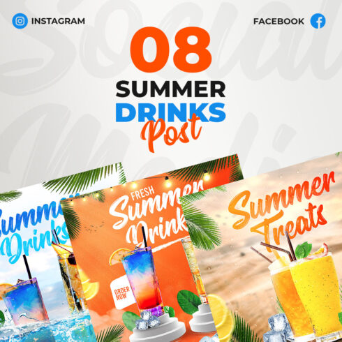 8in1 Bundle Summer Drinks Social Media Designs cover image.