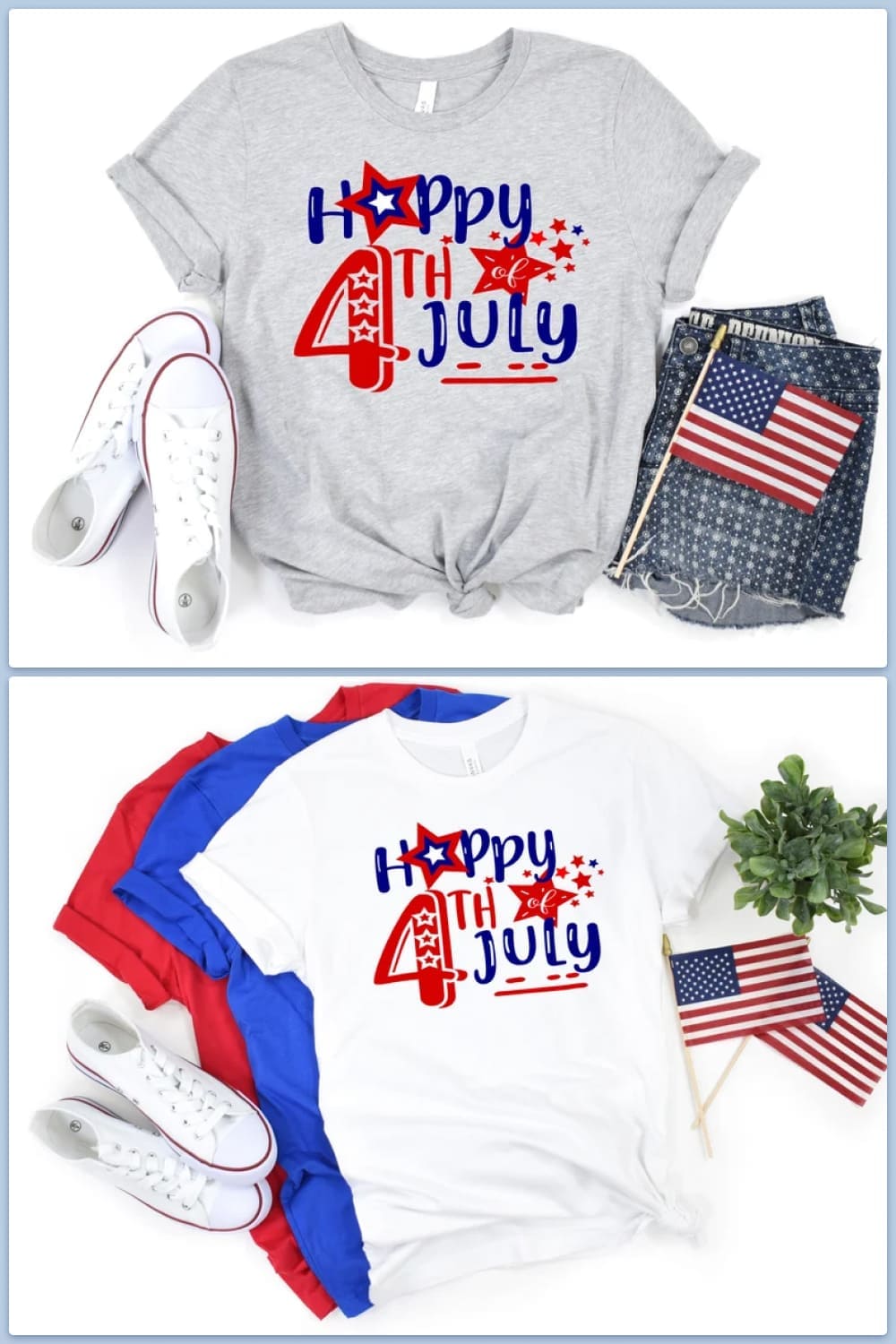 T-shirt with slogan Happy 4th July.