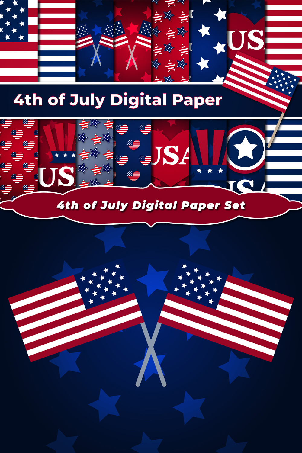 4th of july digital paper set