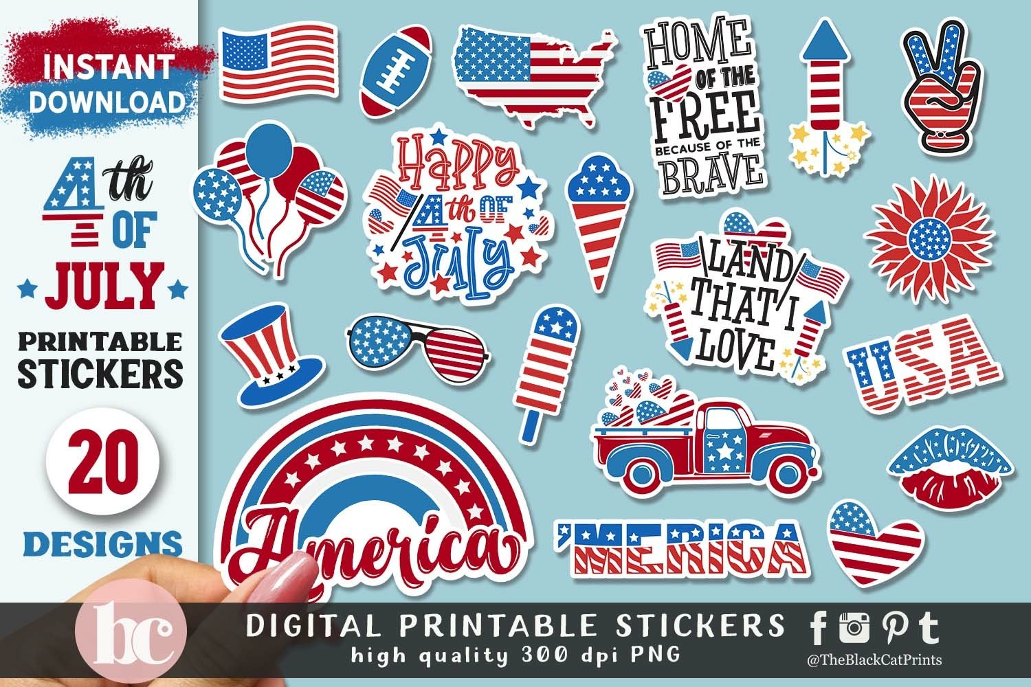 Cover image of 4th Of July Stickers Pack.