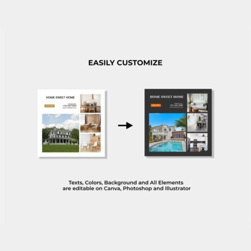 Post And Story Real Estate Social Media Template Before And After.
