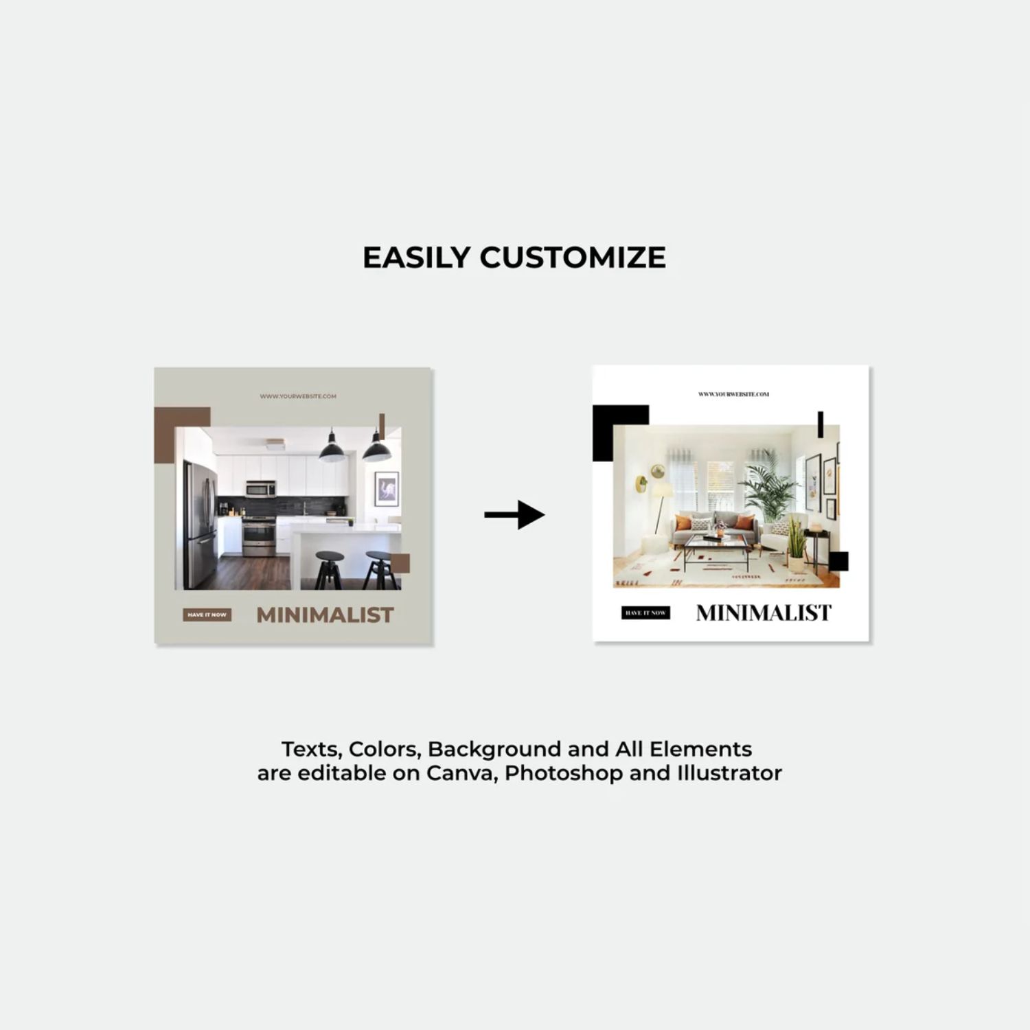 Home Decor Story And Icon Social Media Instagram Marketing Template Before And After.