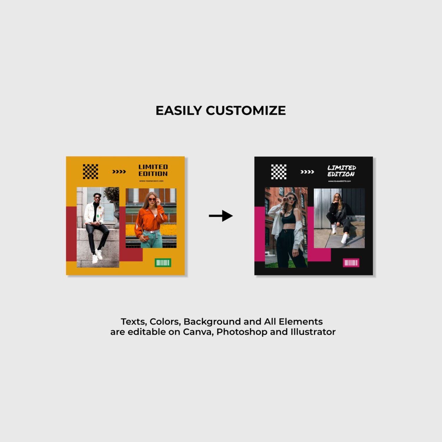 Street Style Streetwear Clothing Instagram Complete Branding Kit Before And After.