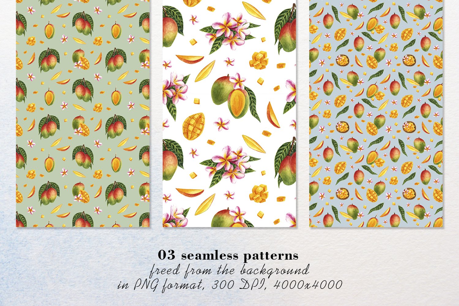 The set consists of individual elements isolated from the background and seamless patterns.