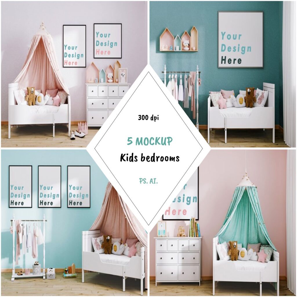 5 Kids Bedrooms Mockup – MasterBundles