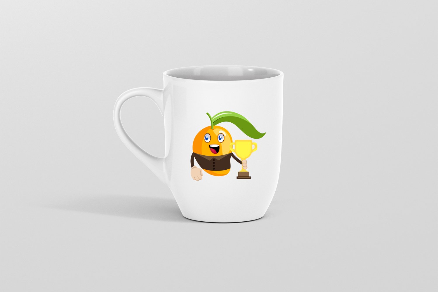 Cup with cute mango character.