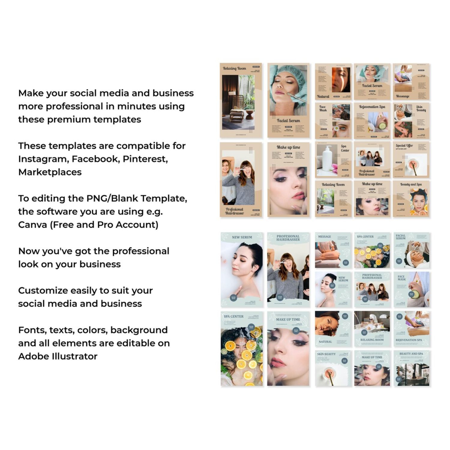 Social Media Bundle Template For Medical & Beauty Examples of usage.
