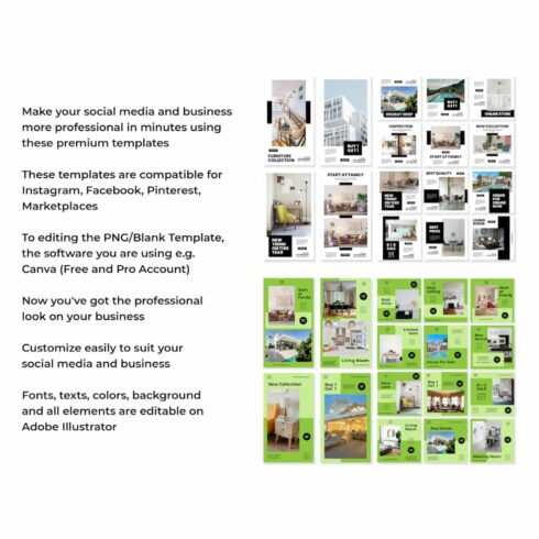 Social Media Bundle Template For Real Estate List of features.