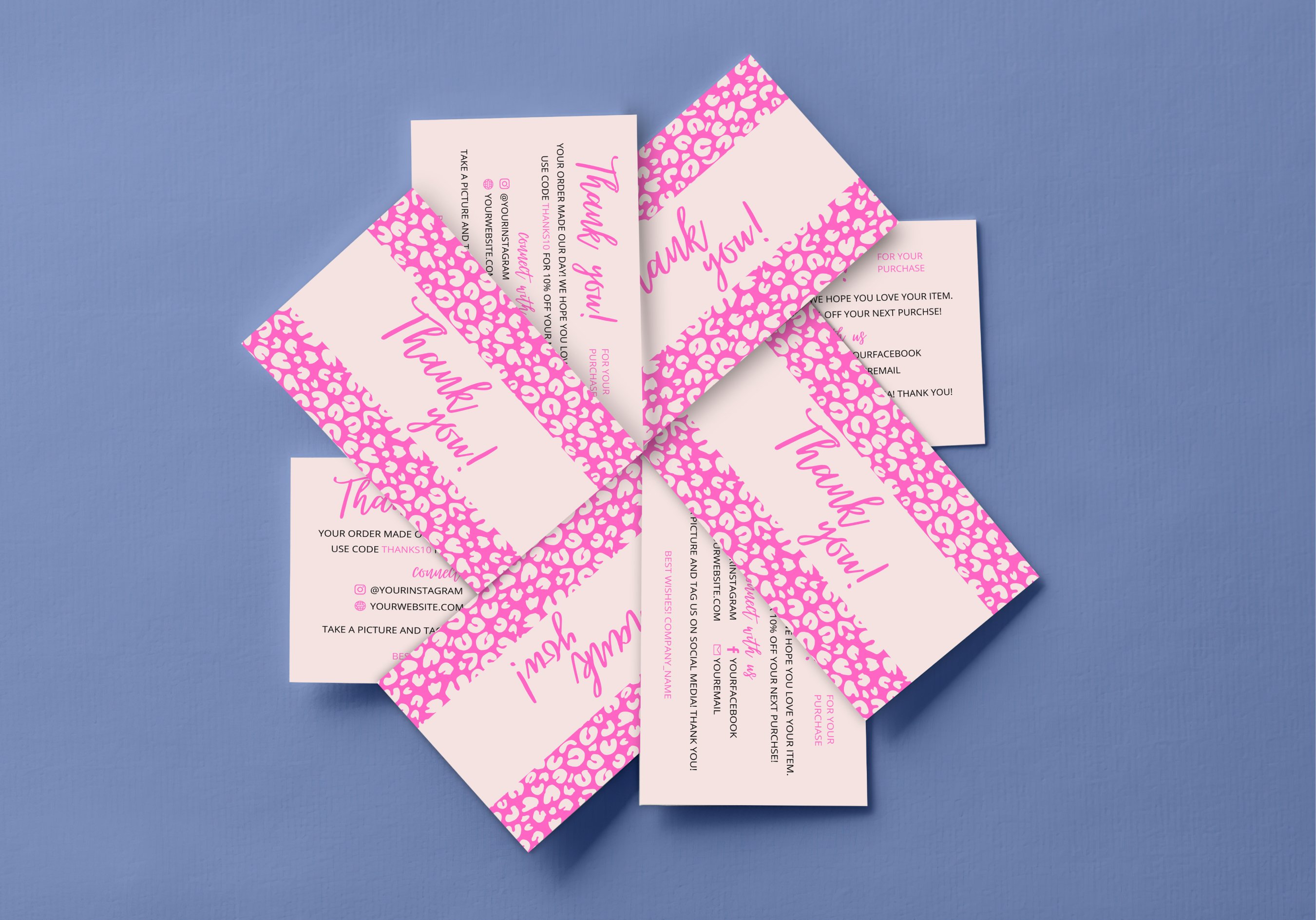 Colorful pink card set.