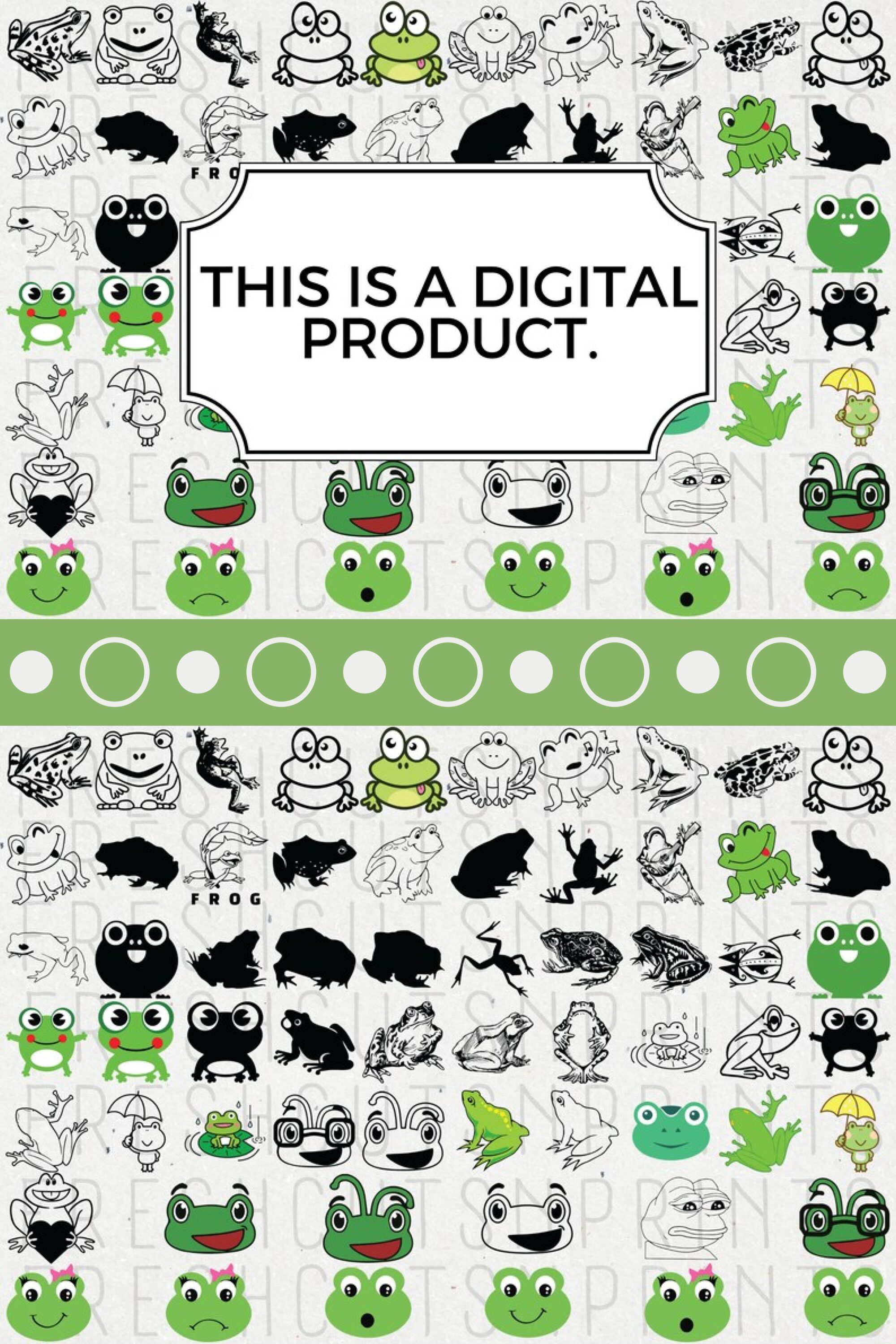 Green and white poster with a bunch of frogs on it.