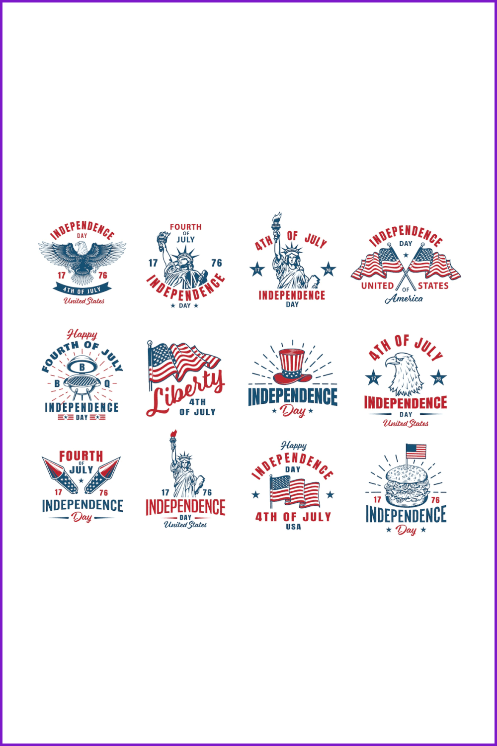 Set of 4th July Emblem.