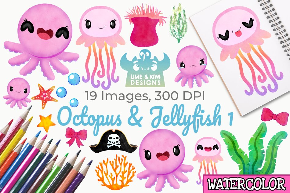 Colorful octopus in pink.