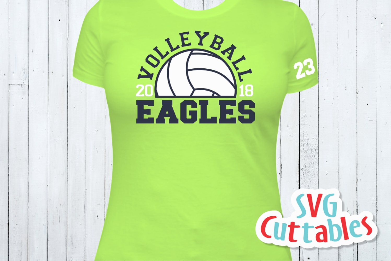 Green volleyball t-shirt design.