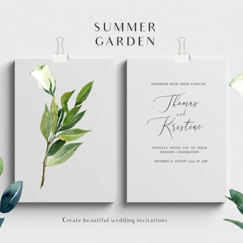 Elegant greeting cards with one white flower.