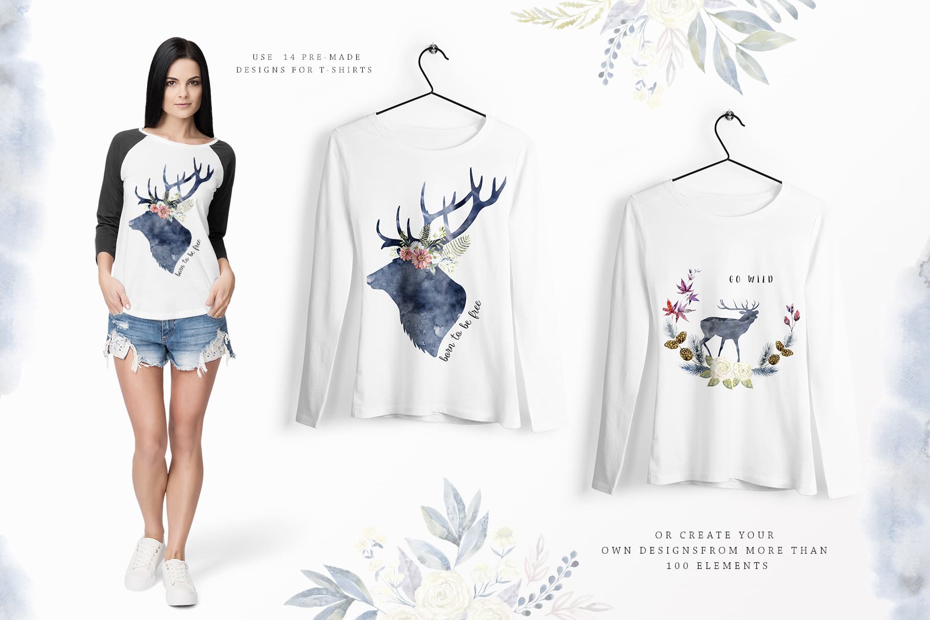 White t-shirt with the deer.