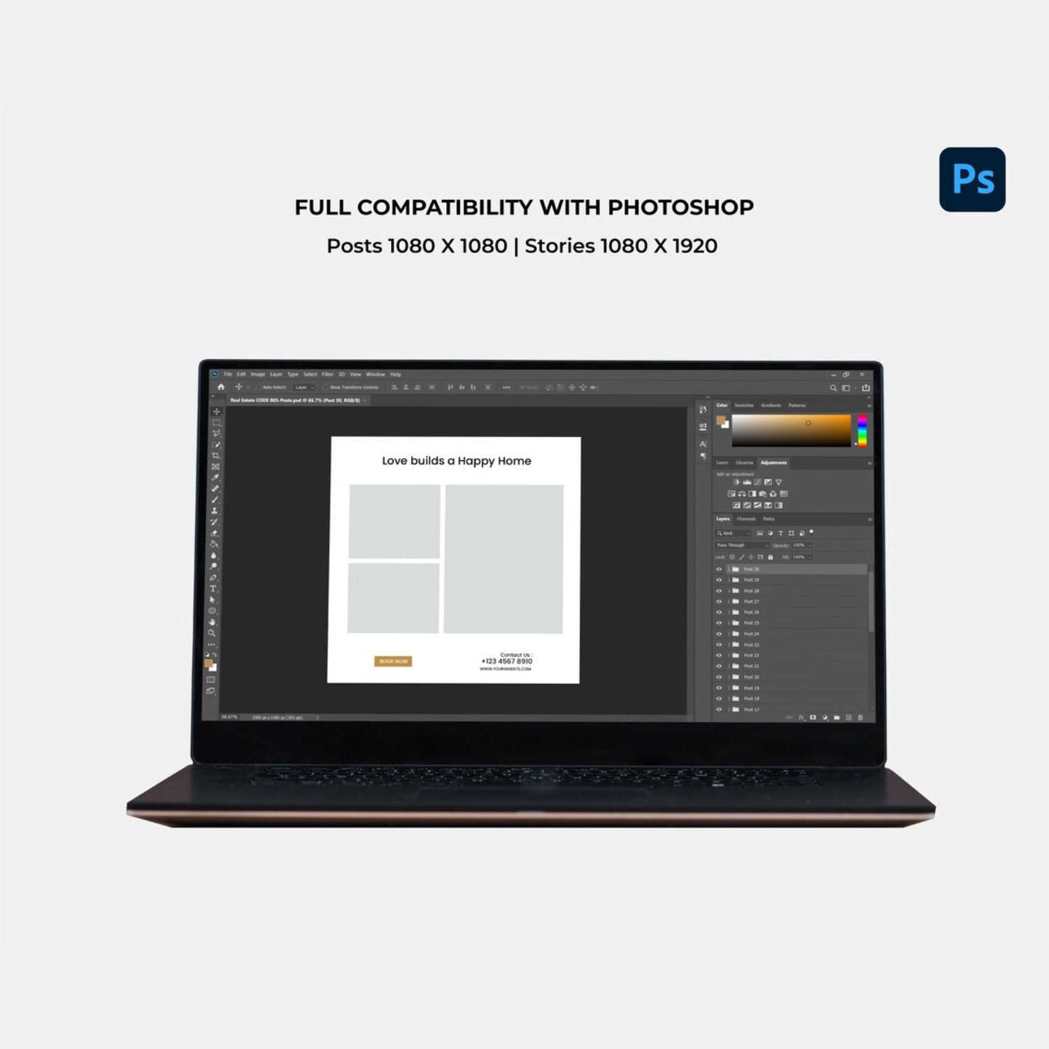 Post And Story Real Estate Social Media Template Photoshop Image.