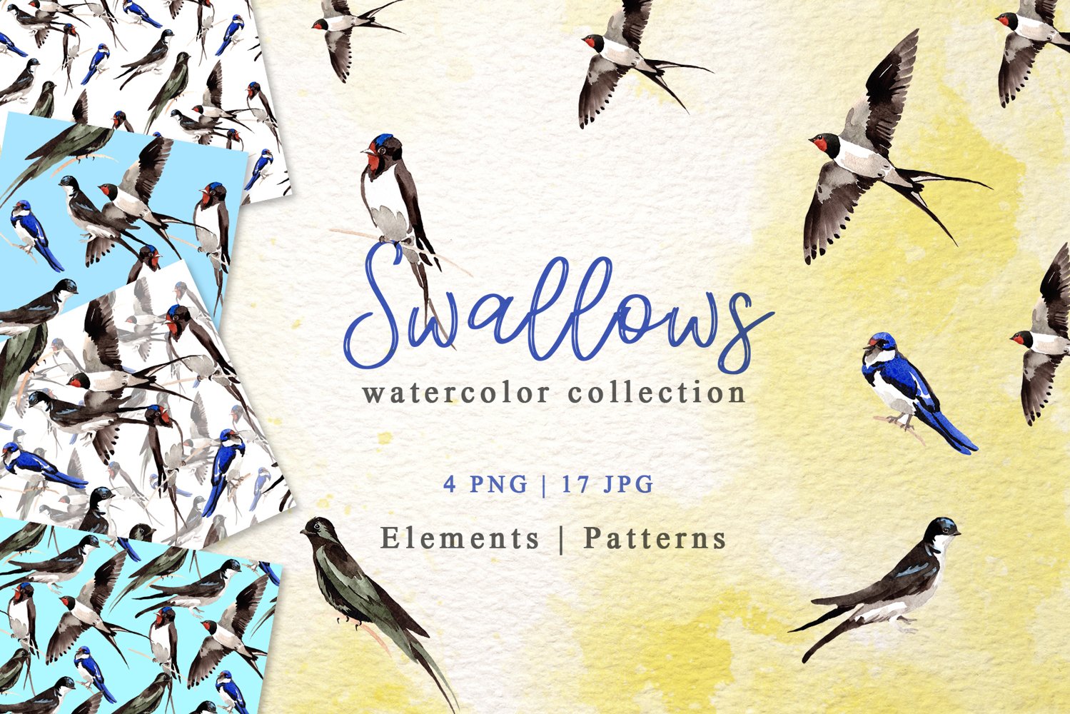 Cover image of Swallows Watercolor Collection.