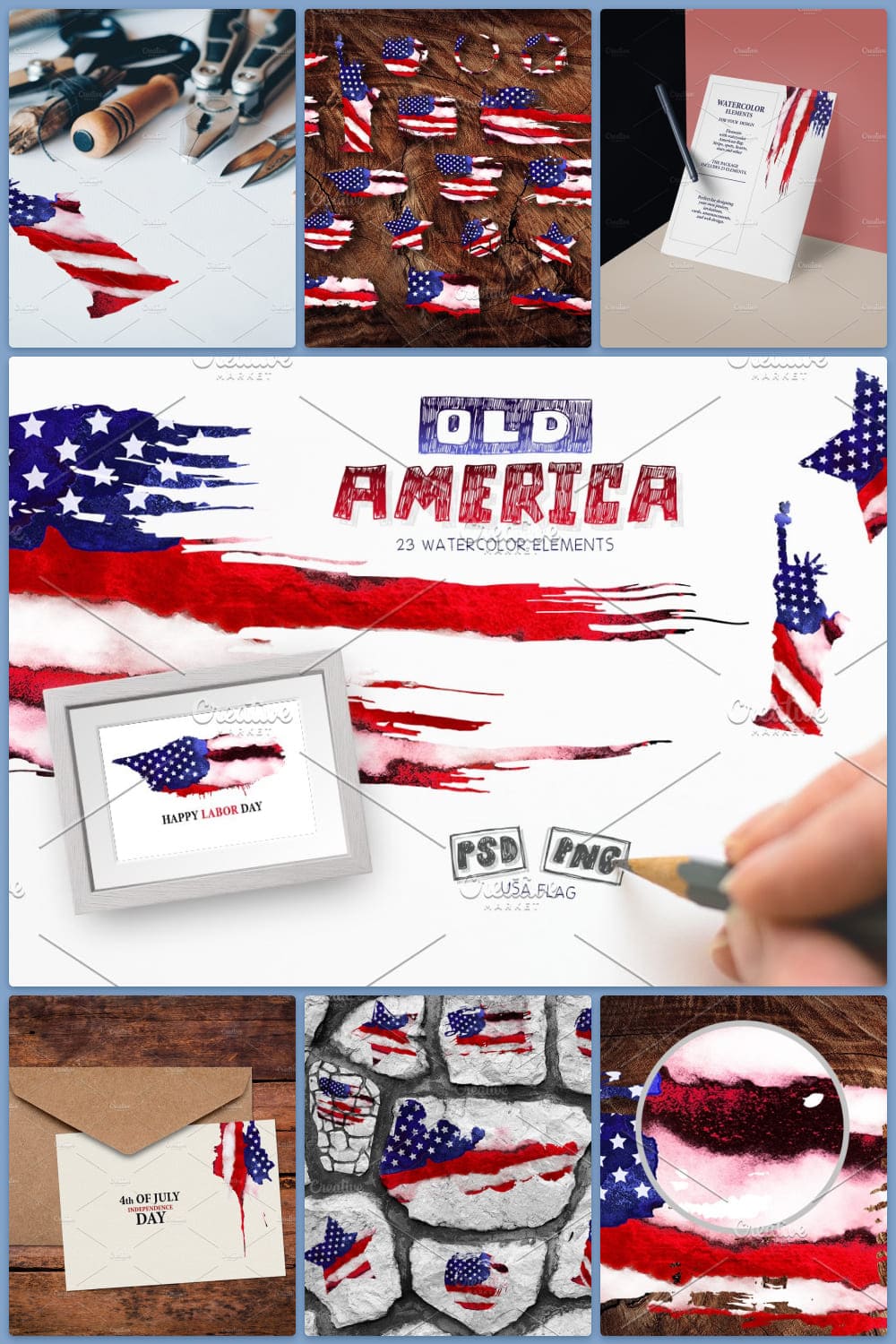 American flag collage.