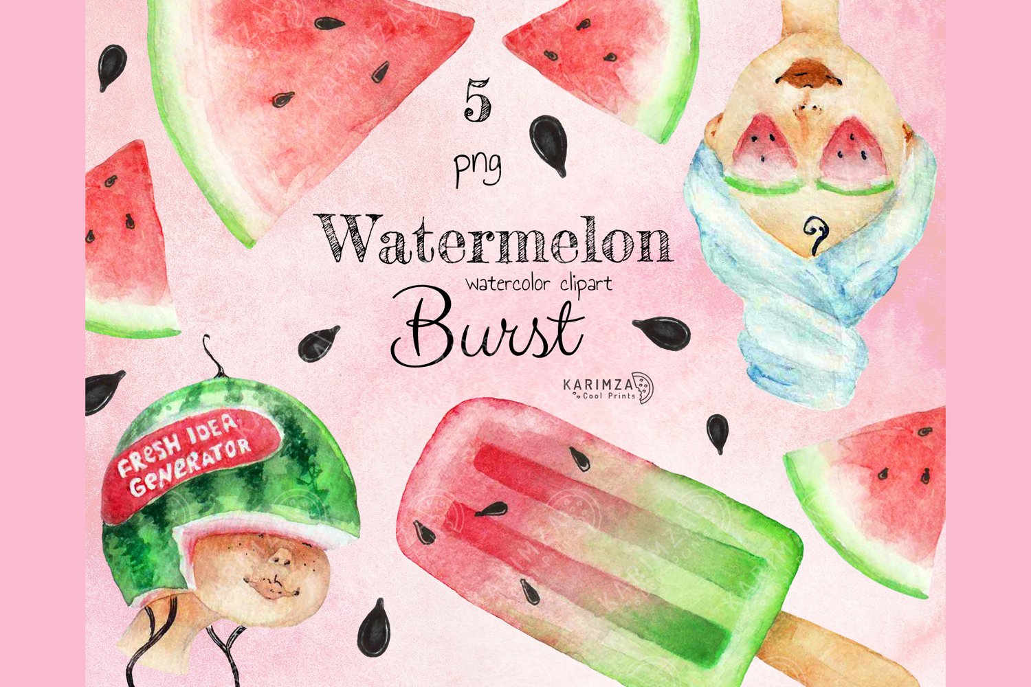 Cover image of Watercolor summer clipart.
