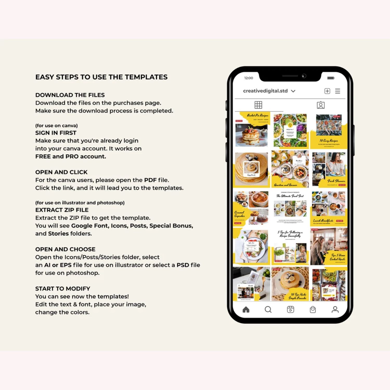 Restaurant Food Blogger Story And Icon Social Media Template.