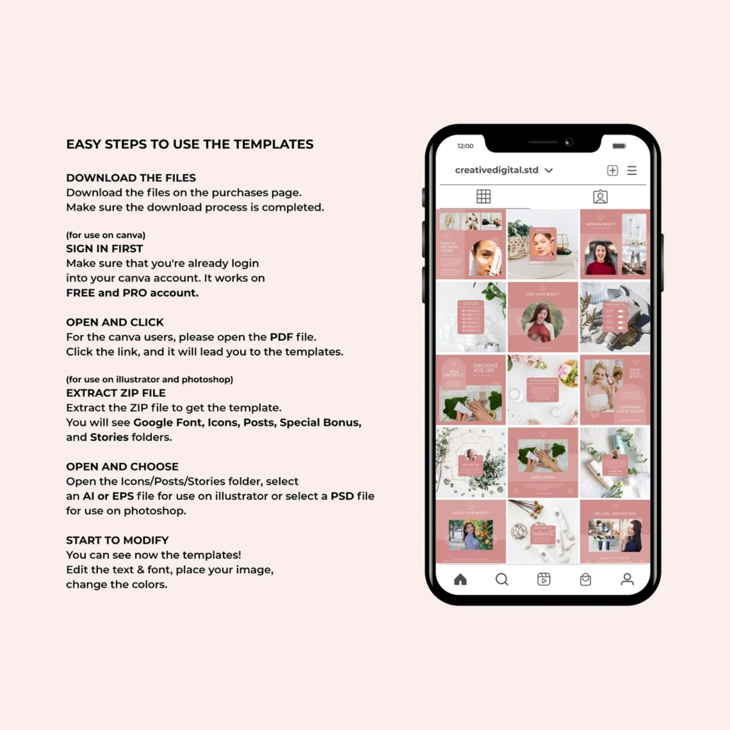 Natural Skincare Social Media Template Instagram Story And Post Template