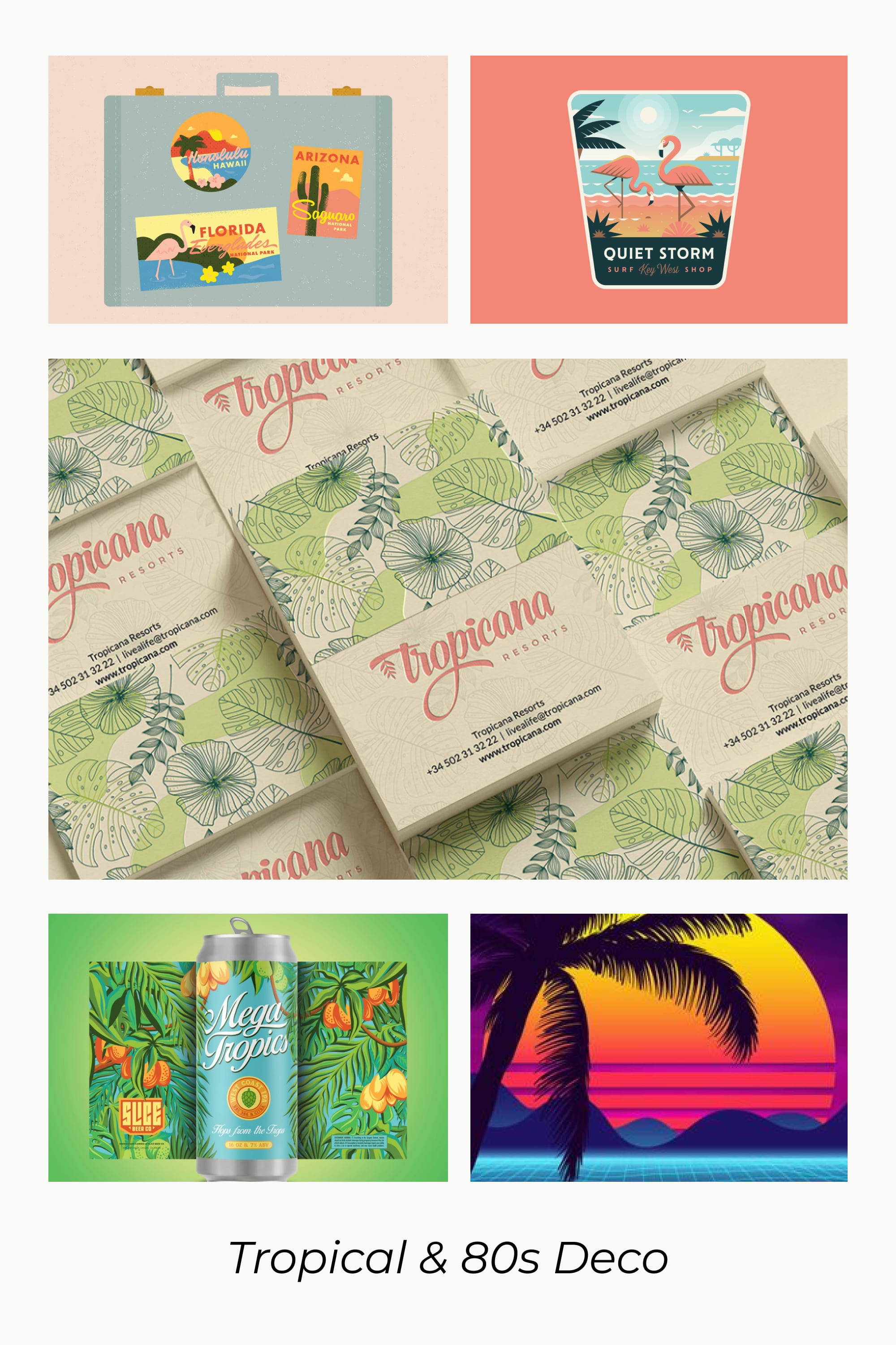 Collage of images in tropical style.
