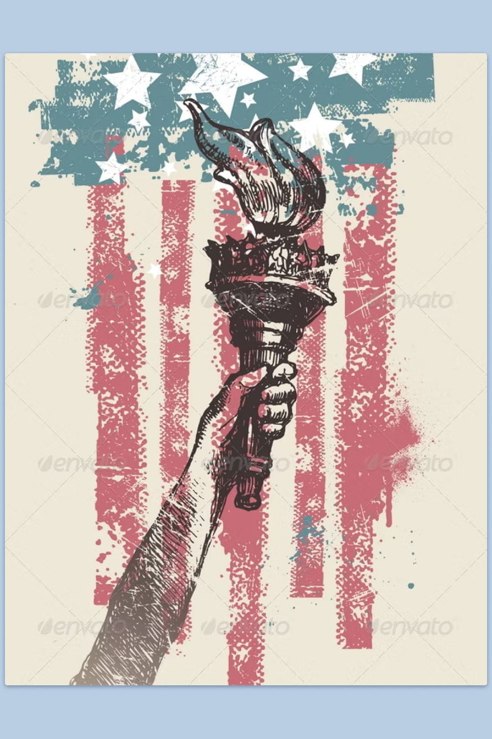 Hand of freedom with a american flag as background.