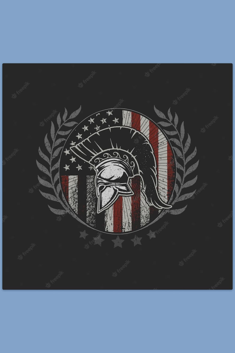 Spartan helmet on the background of the American flag.