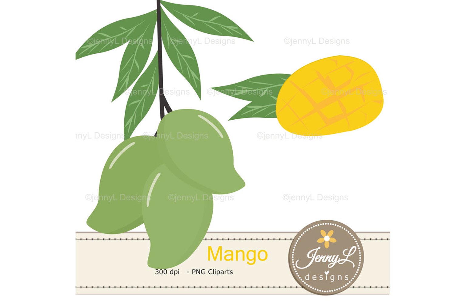 Green mango illustration.