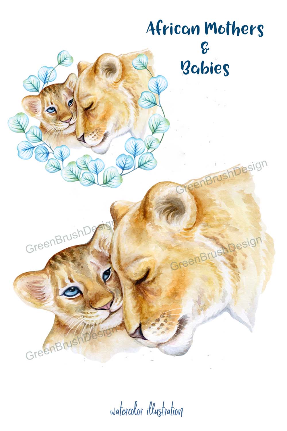 Lion Mum and Baby, Little Lion Watercolor, Safari Animal PNG pinterest.