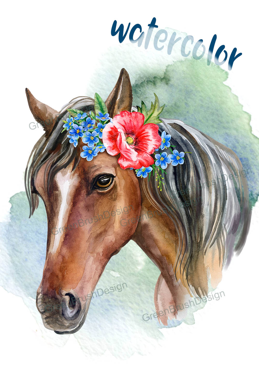 Watercolor Horse Clipart pinterest previews.