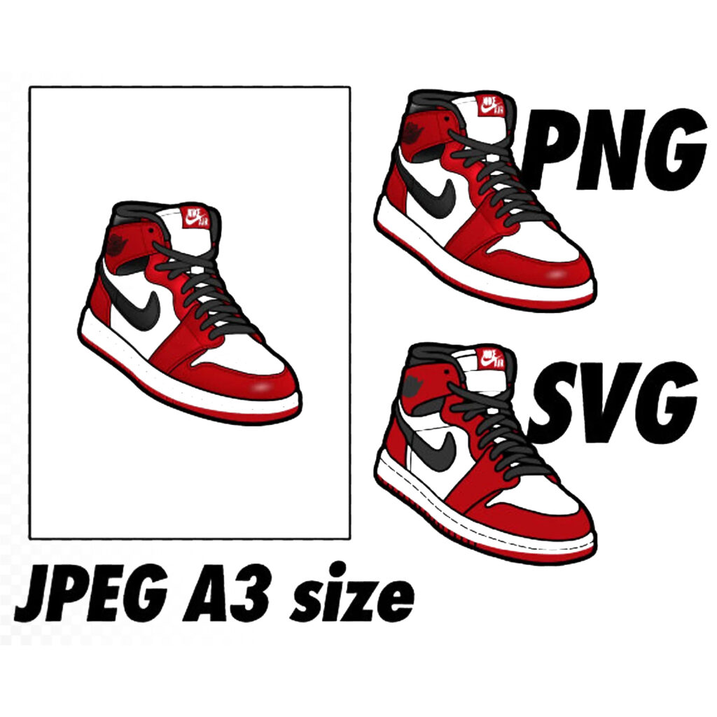 Air Jordan 1 Chicago JPEG PNG SVG Digital Download Sneaker Art ...