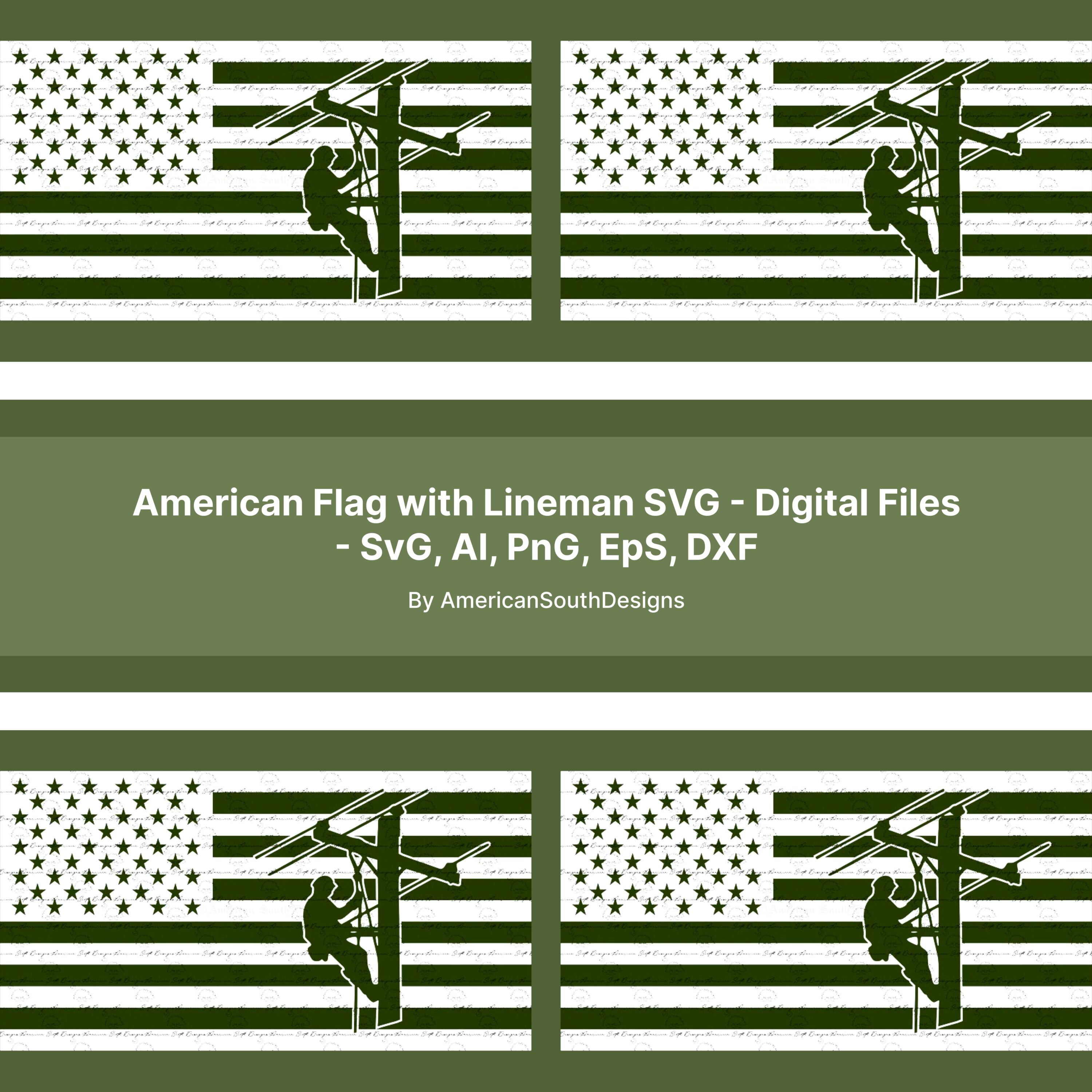 American Flag with Lineman SVG.