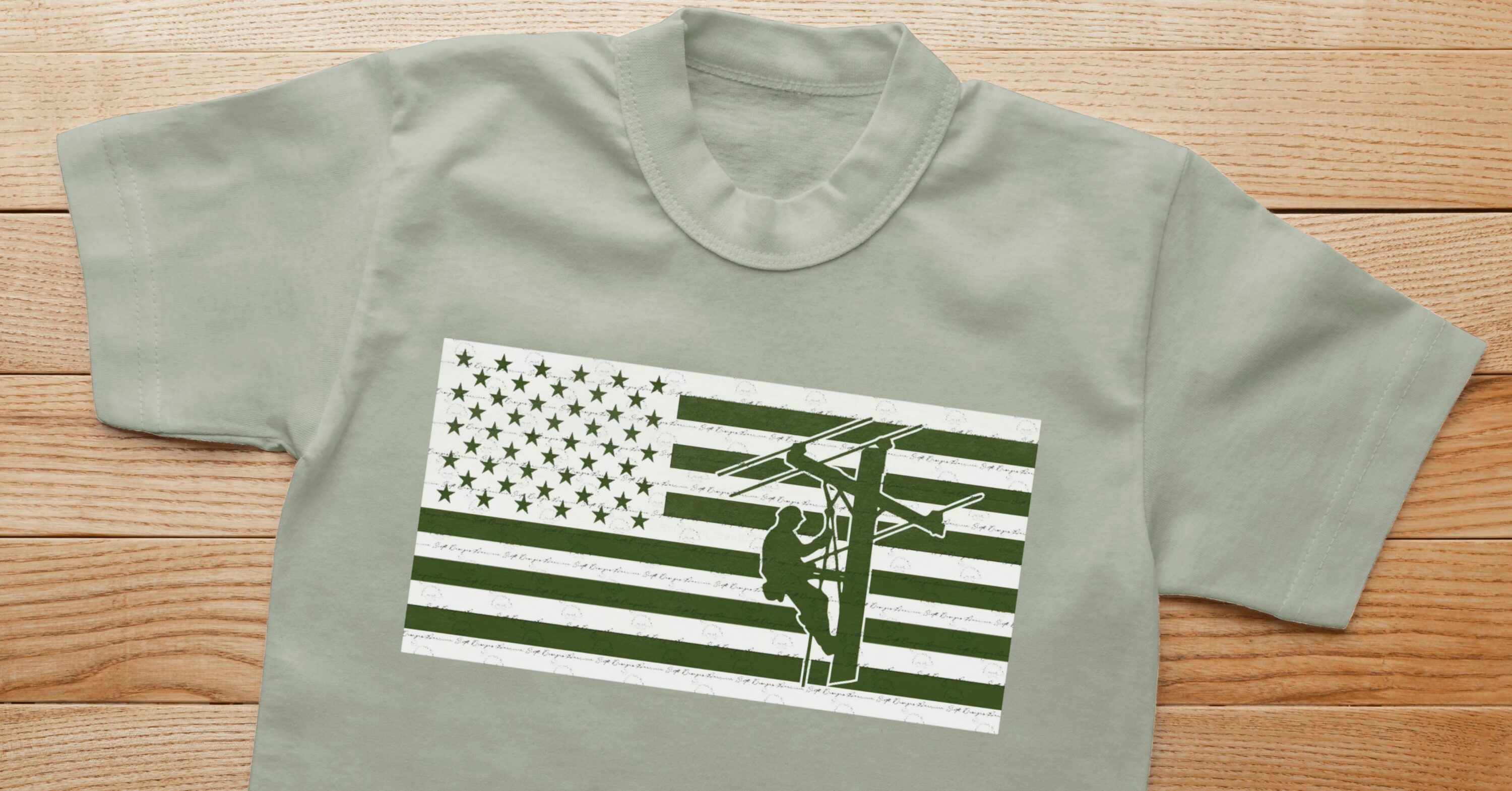 American Flag with Lineman SVG - t-shirt.