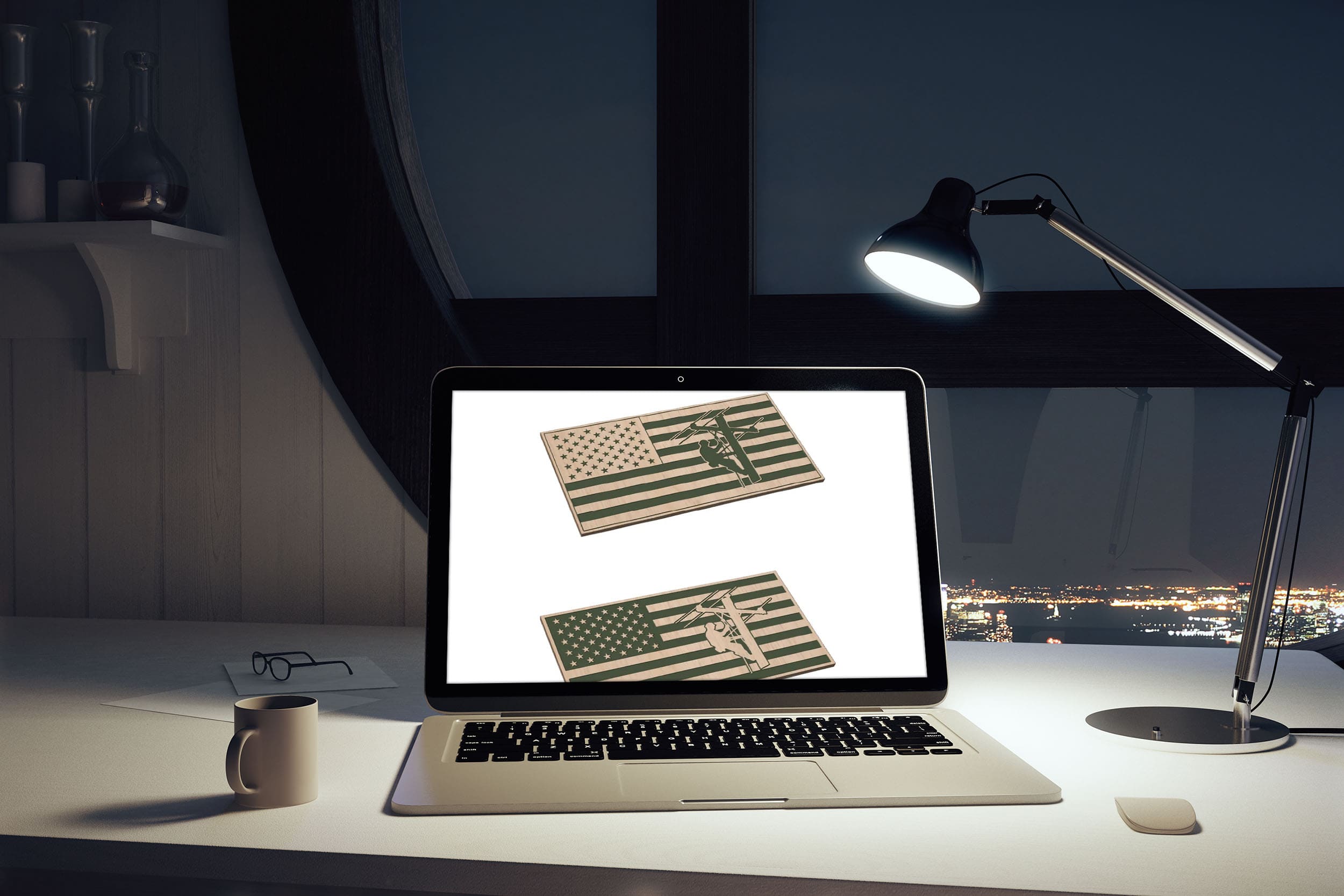 American Flag with Lineman SVG - laptop.