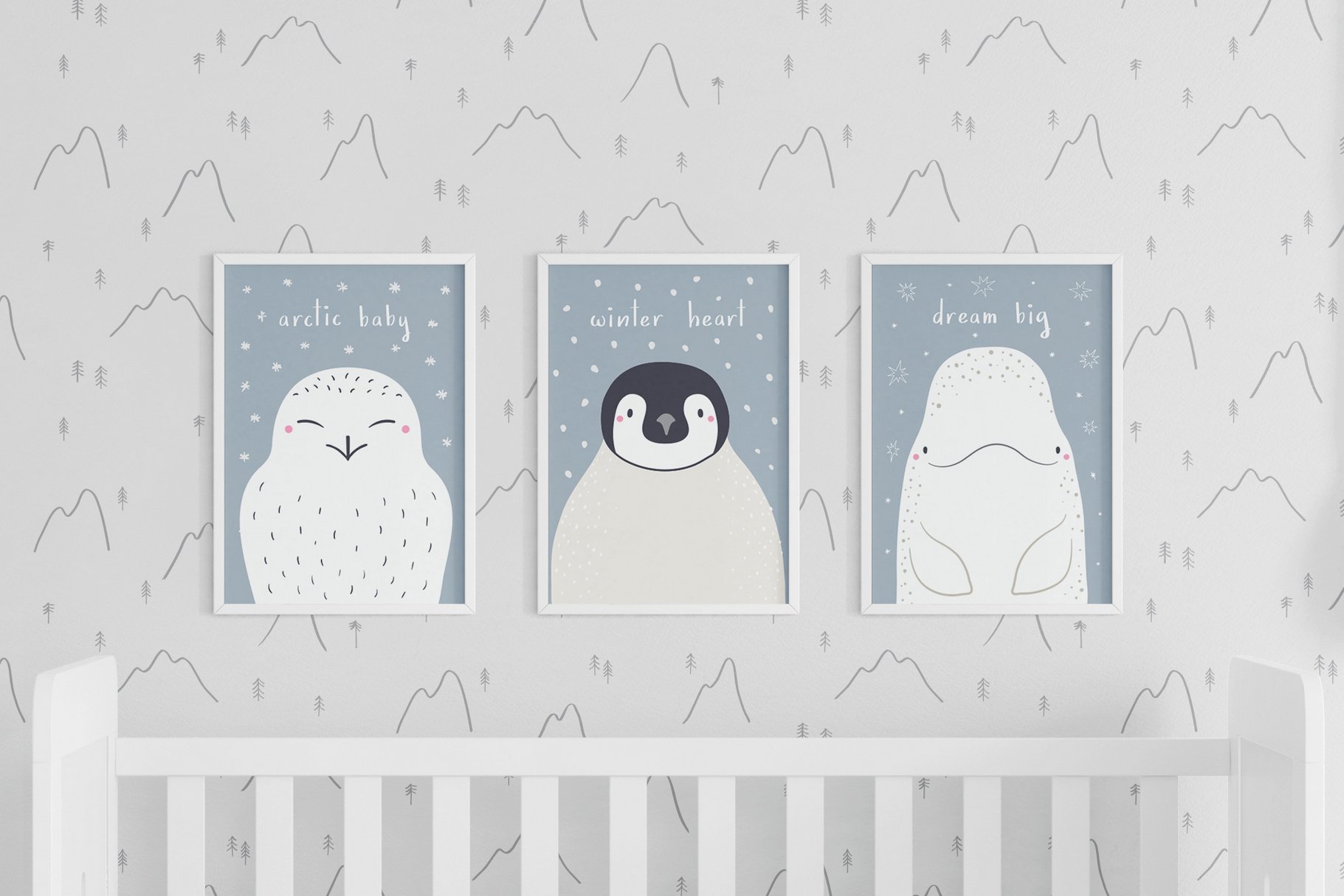 Cute three posters with winter birds.