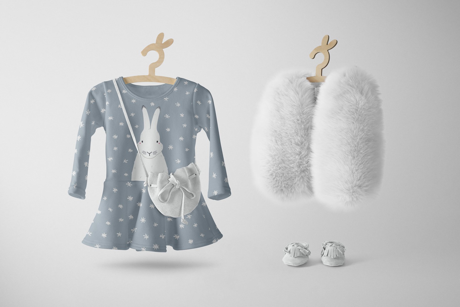 Delicate girl dress with rabbit.